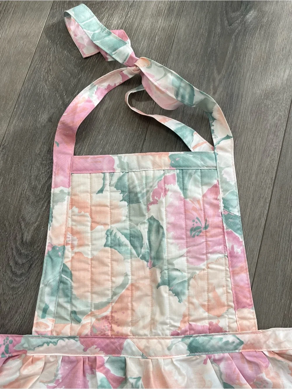Vintage Now Designs Floral Quilted Apron Pink Mint Cottagecore